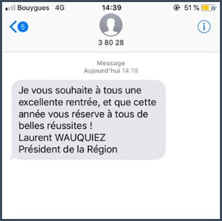 sms - Laurent Wauquiez - étudiants - Auvergne-Rhône-Alpes 