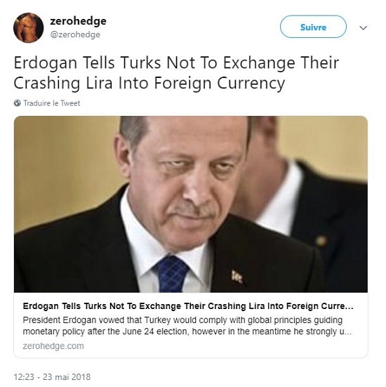 Erdogan - lire - devise étrangère