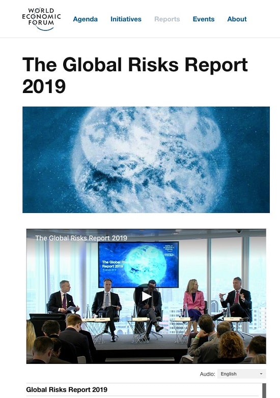 Forum économique mondial de Davos - Global Risk Report - trace carbone - environnement 