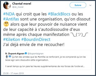 Chantal Morel réaction au tweet de Dupont Aignan