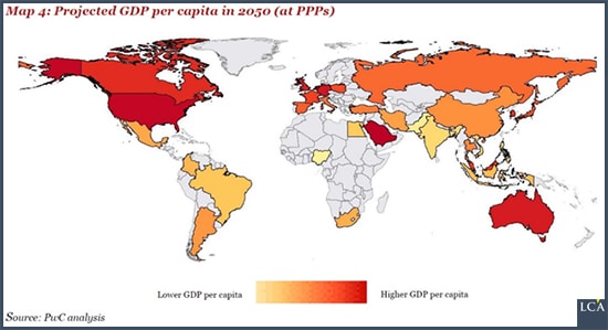 PIB par habitant PPA prévu en 2050
