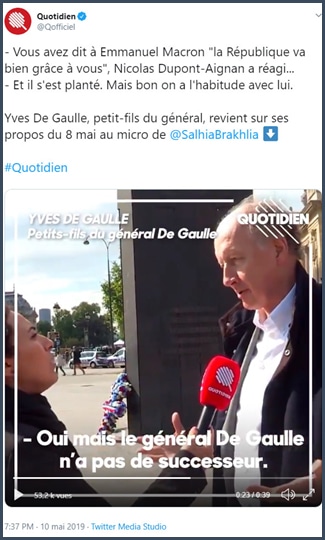 Yves de Gaulle revient sur ses propos