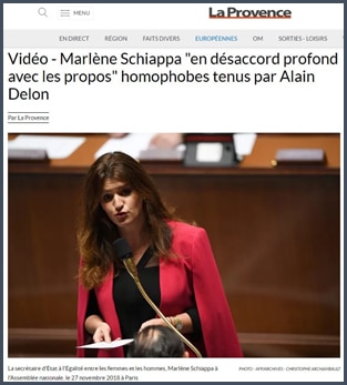 La Provence Marlène Shciappa en désaccord profond avec les propos homophobes tenus par Alain Delon