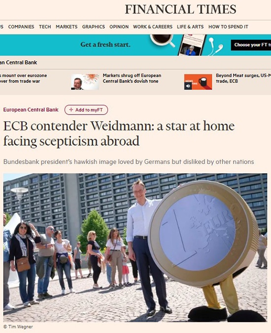Financial Times Weidmann, candidat à la BCE : une star nationale confrontée au scepticisme à l'étranger