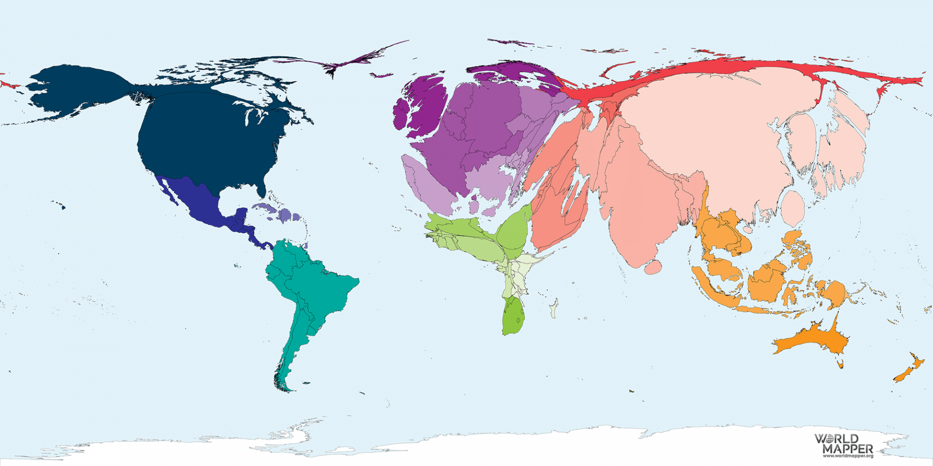 Carte représentant les PIB mondiaux